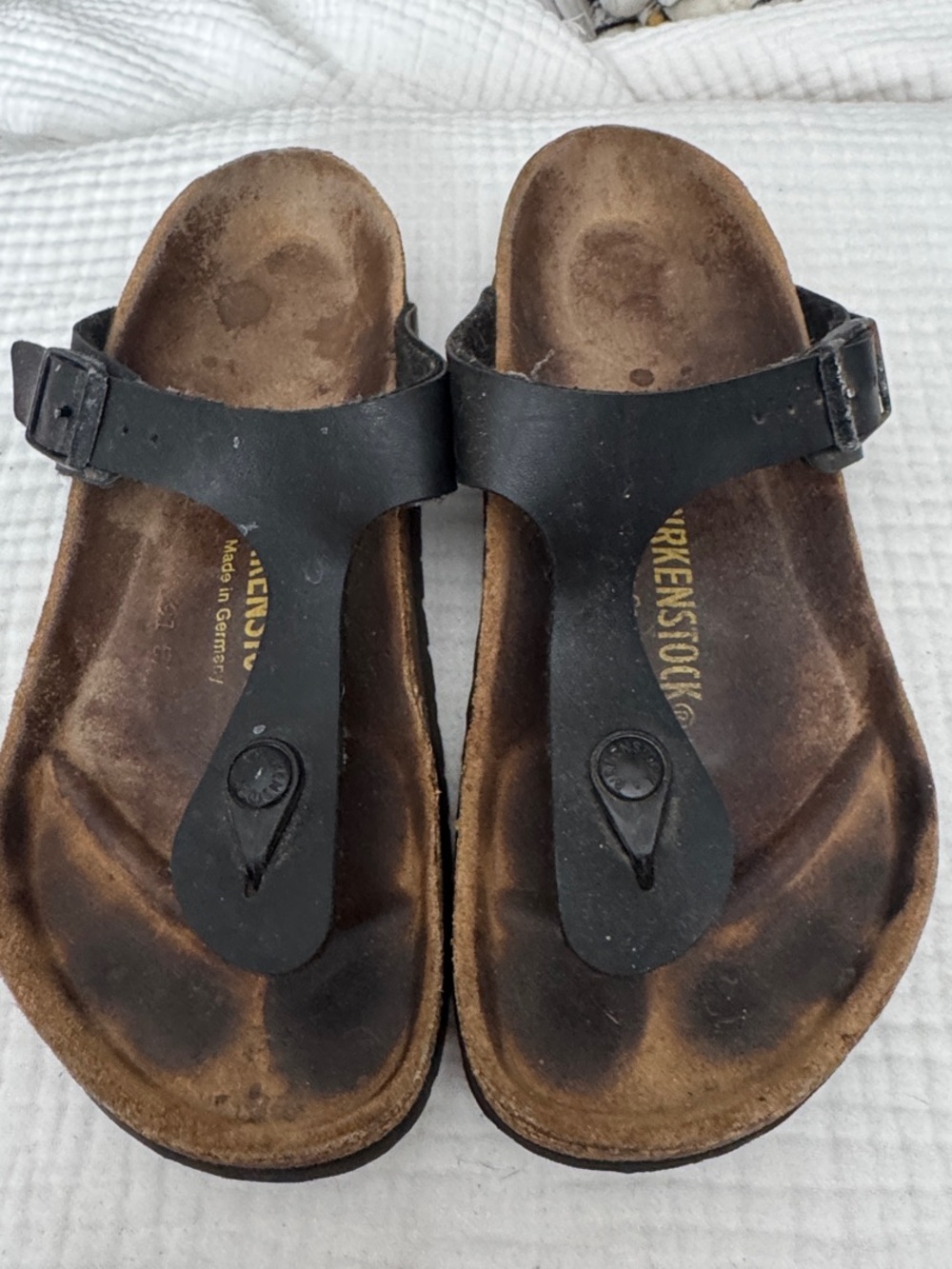 Birkenstock Black Gizeh Leather Thong Sandals